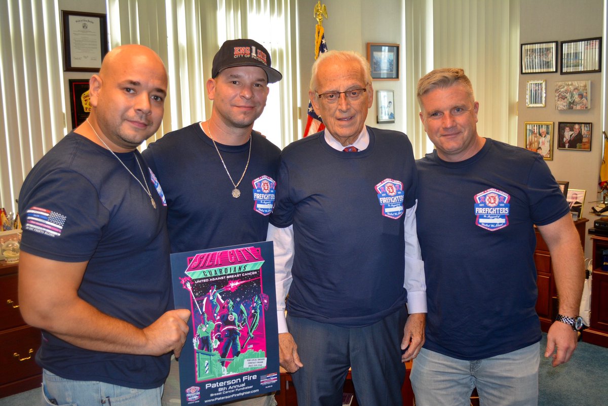 BillPascrell's tweet photo. #Paterson FD is leading a campaign to help Americans battling breast cancer. Our local heroes never take a day off and I was lucky to spend some time with them today! @PatersonFire #SCGuardians #PatersonFire #NoOneFightsAlone https://t.co/vmUsDENb4b