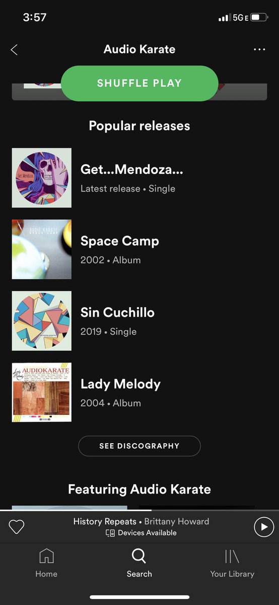 SwissArmyMusic's tweet photo. Hey @SpotifyUSA plz show albums in order again on homepages. I’m sure our buds in @theAudioKarate prob don’t want a 2002 record shown above their 2nd most recent single lol #makesnosense #timeislinear https://t.co/TNam2Y1t4V