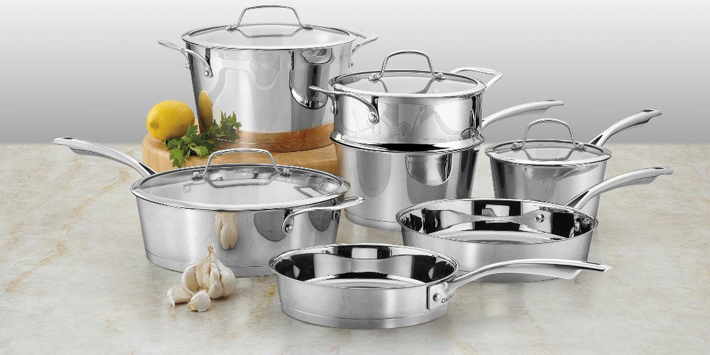 Cuisinart's tweet photo. Cooking for a crowd this weekend? Cuisinart's elegant Chef's Classicβ’ Stainless 11 Piece Conical Stainless Steel Set makes it easy to prepare meals for guests! #savorthegoodlife #cuisinart #cookware #cookwaresets #kitchen https://t.co/gL4kg5iVET https://t.co/UbkF848C7E