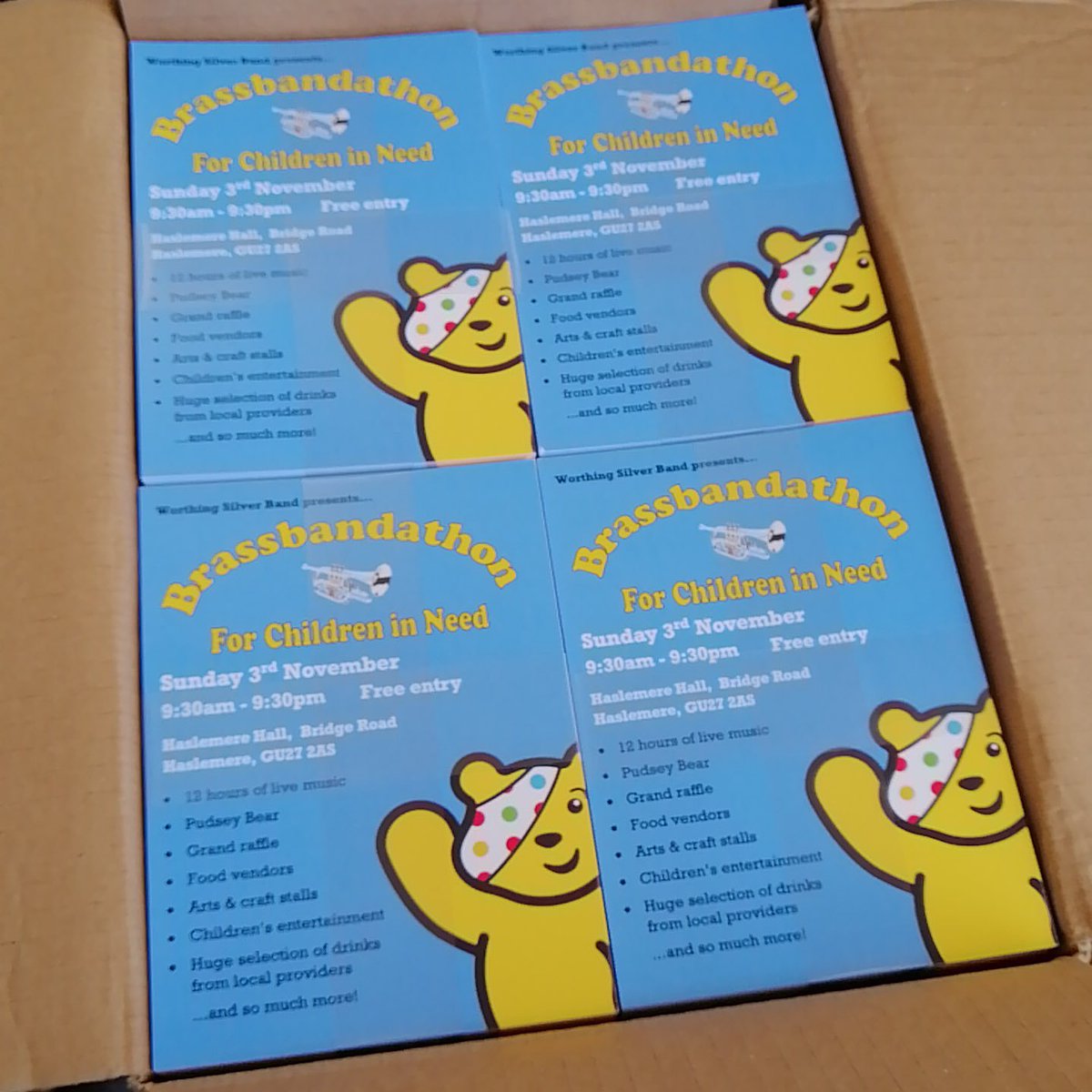 Lots of lovely flyers. Look out for one near you!! #brassbandathon #haslemere