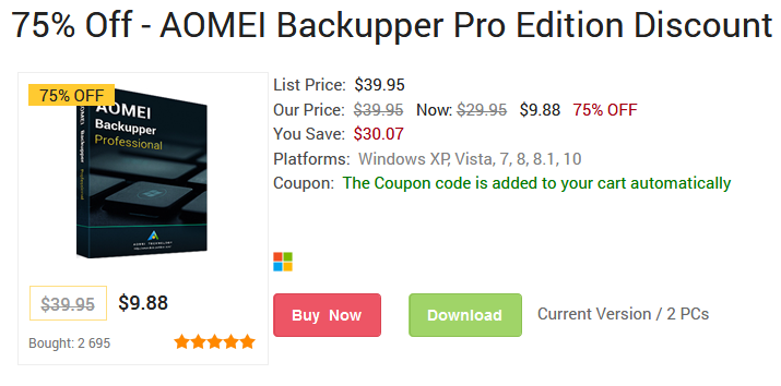 drecoverycoupon's tweet photo. 75% Off - AOMEI Backupper Pro Edition Discount Coupon Code
https://t.co/nGYyXknEqv
#Backup #Backupper #DataBackup #AOMEIBackupper #AOMEI #PCBackup #Software #Deals #Offer https://t.co/ty4HTbjZFo