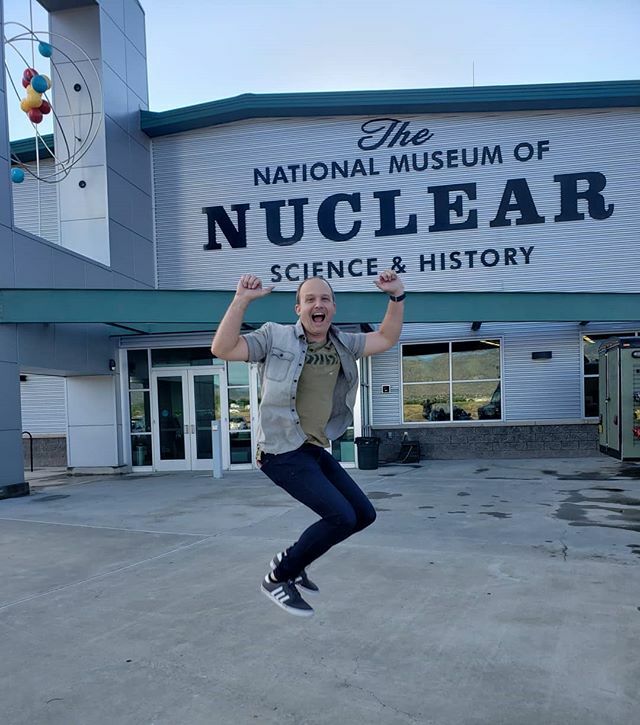 cherylcbrooks's tweet photo. Giddy with joy as he prepares to check something off of his bucket list! Ready for #NuclearAfterDark tonight at the museum before the big day tomorrow! #becausescience https://t.co/nYzpHgqP3p https://t.co/YwEIry9QJ0