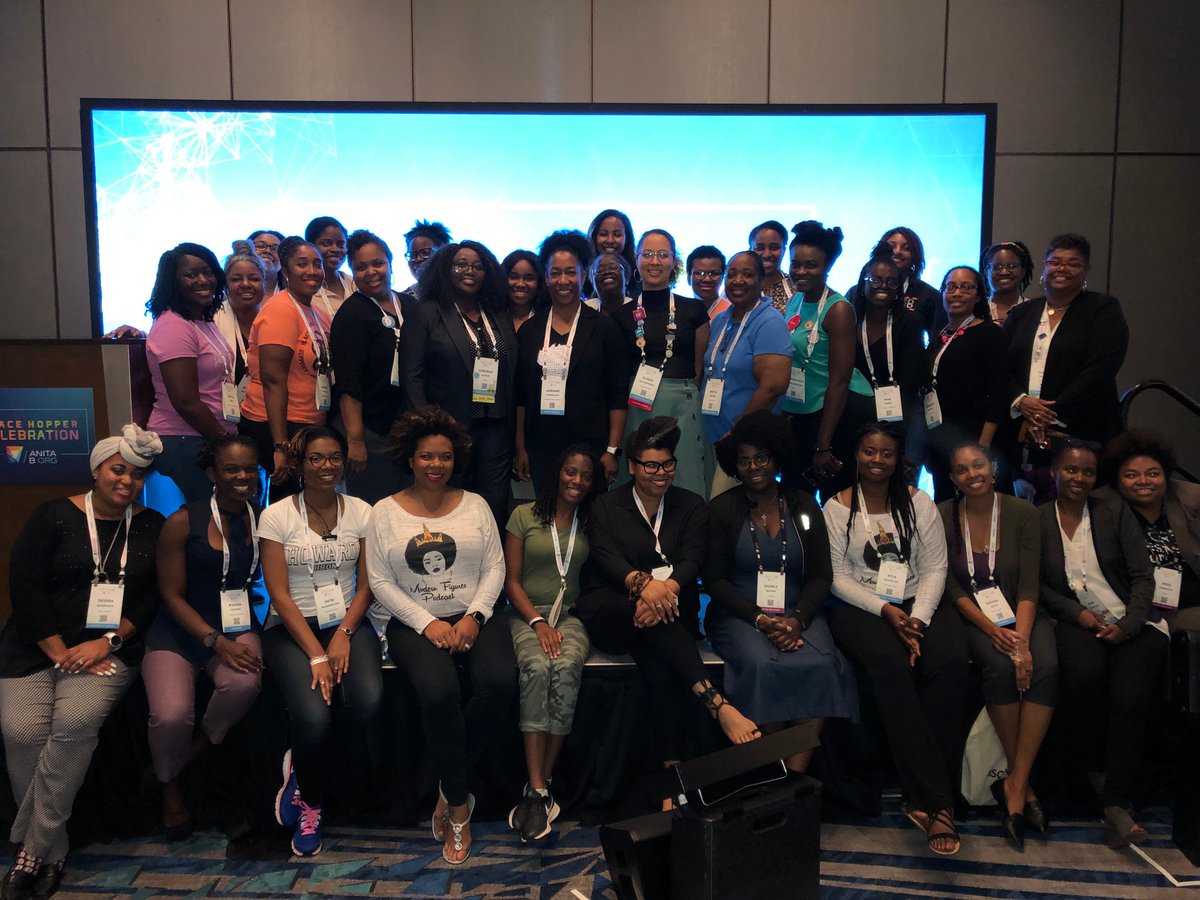 blackcomputeHER's tweet photo. THIS is our FAVORITE pic of the whole conference! #blackgirls ROCKED #GHC19! We are what tech looks like! ๐ฏ๐ฅ
#inthistogether
#blackcomputeHER
#bchfellows https://t.co/jlBPi2mJ3y