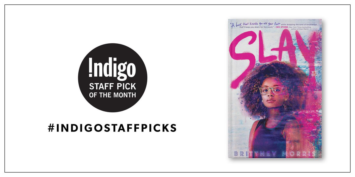 IndigoTeen's tweet photo. Slay is our Teen #IndigoStaffPick of the month! The story follows a fierce teen game developer as she battles a real-life troll intent on ruining the Black Panther–inspired video game she created and the safe community it represents for Black gamers. https://t.co/IzUJYdeMEt https://t.co/xJOviScXLu