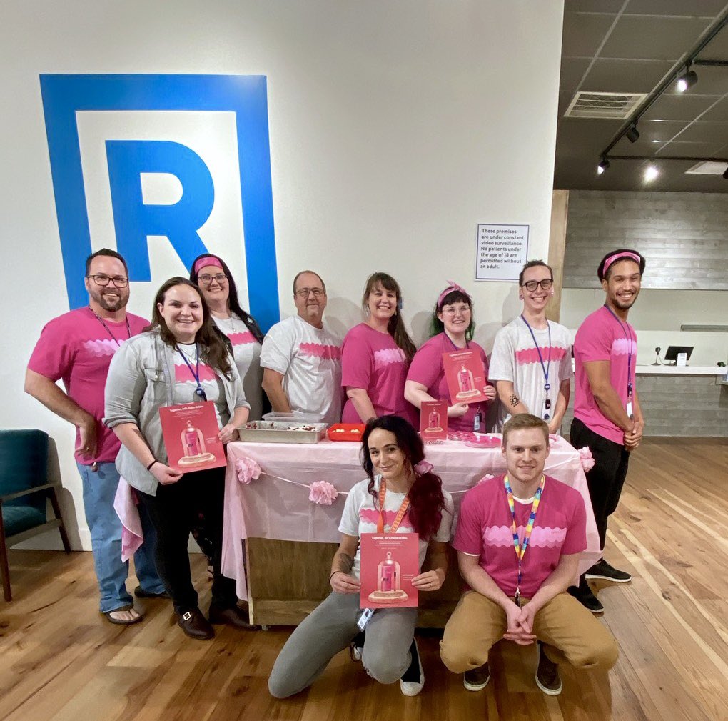 risecannabis's tweet photo. The Rise #LatrobePA team wearing their pink in support of RYTHM's #BreastCancerAwareness campaign! #RISEForACause #RYTHMForACause https://t.co/kNnqtuvn3j
