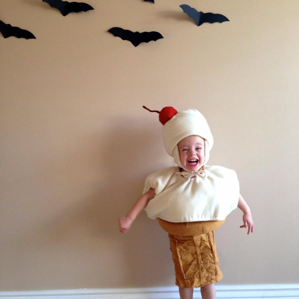 Craft a fluffy ice cream cone for a comfortable and warm Halloween costume ...