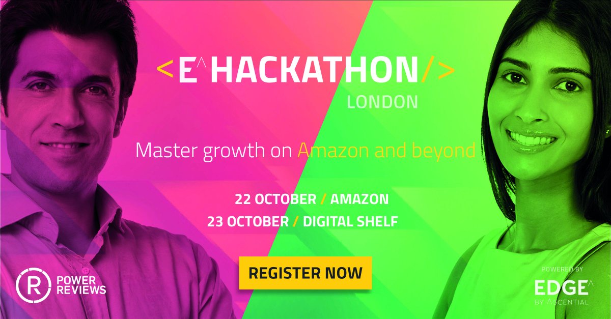 PowerofReviews's tweet photo. Less than 3 weeks until #EHACKATHON! On Oct. 23 we'll be in London with other leaders of change for conversations around winning in the #Amazon and #omnichannel marketplace. https://t.co/T901SKNTbe https://t.co/CcyxnMIH89