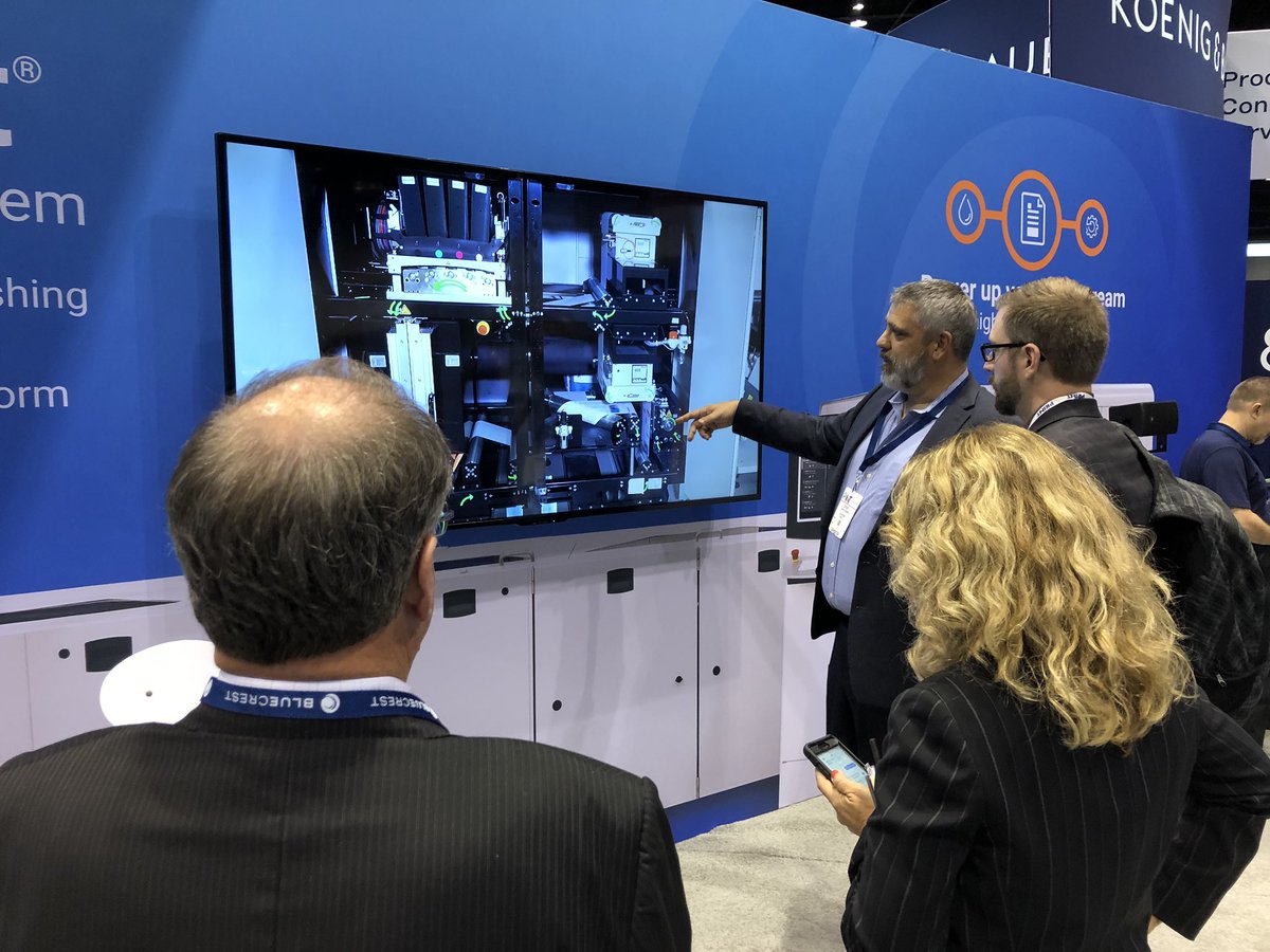 PKustom's tweet photo. Make your move to color inkjet!  Come get a demo of the AcceleJet printing system  @BCrestinc #PRINT19 https://t.co/zSnJsApTP6