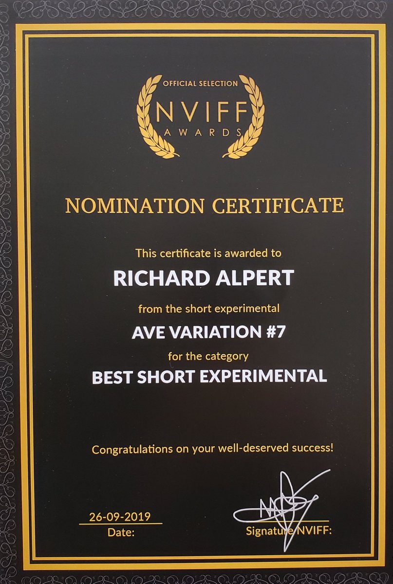 richalp411's tweet photo. I am excited to announce that my #filmwork #AVEVariation7 will be screened on December 1st at the Milan International Film Festival (MIFF). Like #AVEVariation10, Ave Variation #7 has been nominated for 'Best Visual Effects' in the @fffmilano 2019.  #arteyart #cultura #nomination https://t.co/YMge3RKgVr