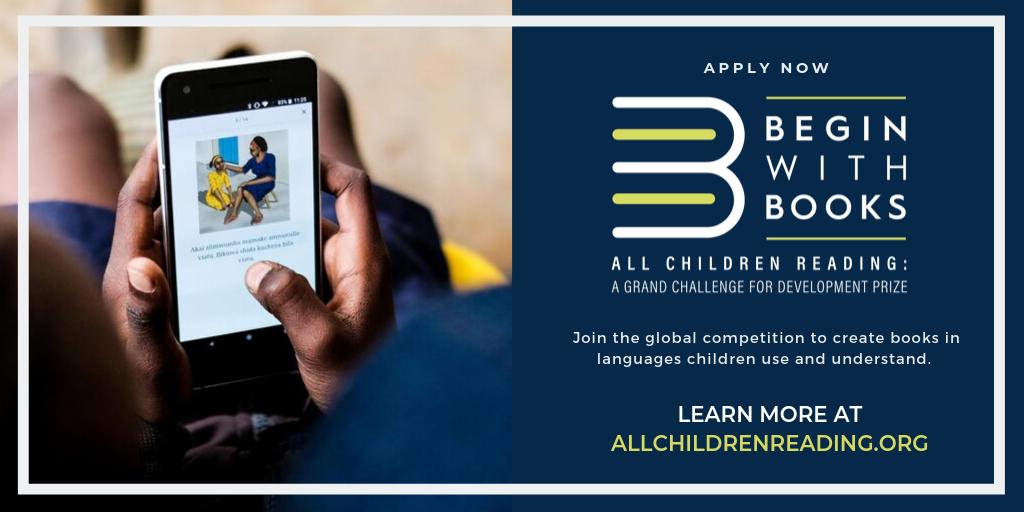 ReadingGCD's tweet photo. JUST LAUNCHED: #BeginWithBooks, a global competition to source books in more than 30 underserved spoken and signed languages. Interested in applying or partnering with @ReadingGCD on the prize? Learn more here: https://t.co/DTLoRouMn1 https://t.co/EMvuQR5OJZ