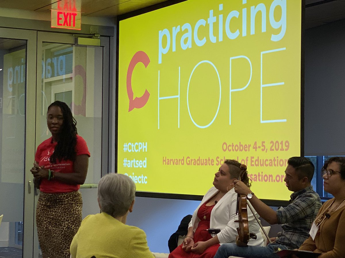 thatsDrB's tweet photo. Artist, instructor, and education consultant, Aysha Upchurch shares who she is and how she practices hope through movement and hip hop during the opening Keynote Panel @AIECtC Practicing Hope Summit #CtCPH #artsed https://t.co/KFuU42XAGZ