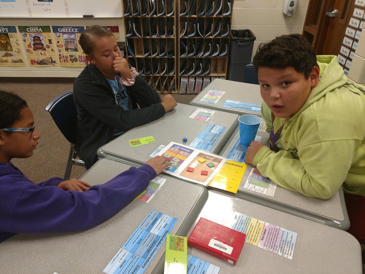kweseman11's tweet photo. Division of labor simulation in social studies today. Some of us got just a tiny bit frustrated when our village ran out of food... 😂 #whywildcatsrule #SeeingIsBelieving https://t.co/WzPDtXRQFr