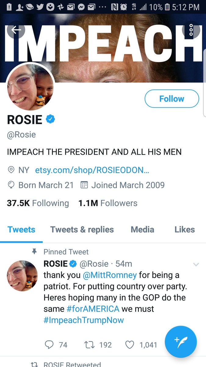 After years of being slutshamed and called 'ugly' and a 'fat pig' by @realDonaldTrump, @Rosie's @Twitter cover photo is #Impeach Paybacks a bitch! #ImpeachDonaldTrumpNOW #TrumpIsADisgrace #ImpeachmentInquiry #ImpeachmentHearings #RosieOdonnell #LockHimUp #FBR #FBRParty #Resist
