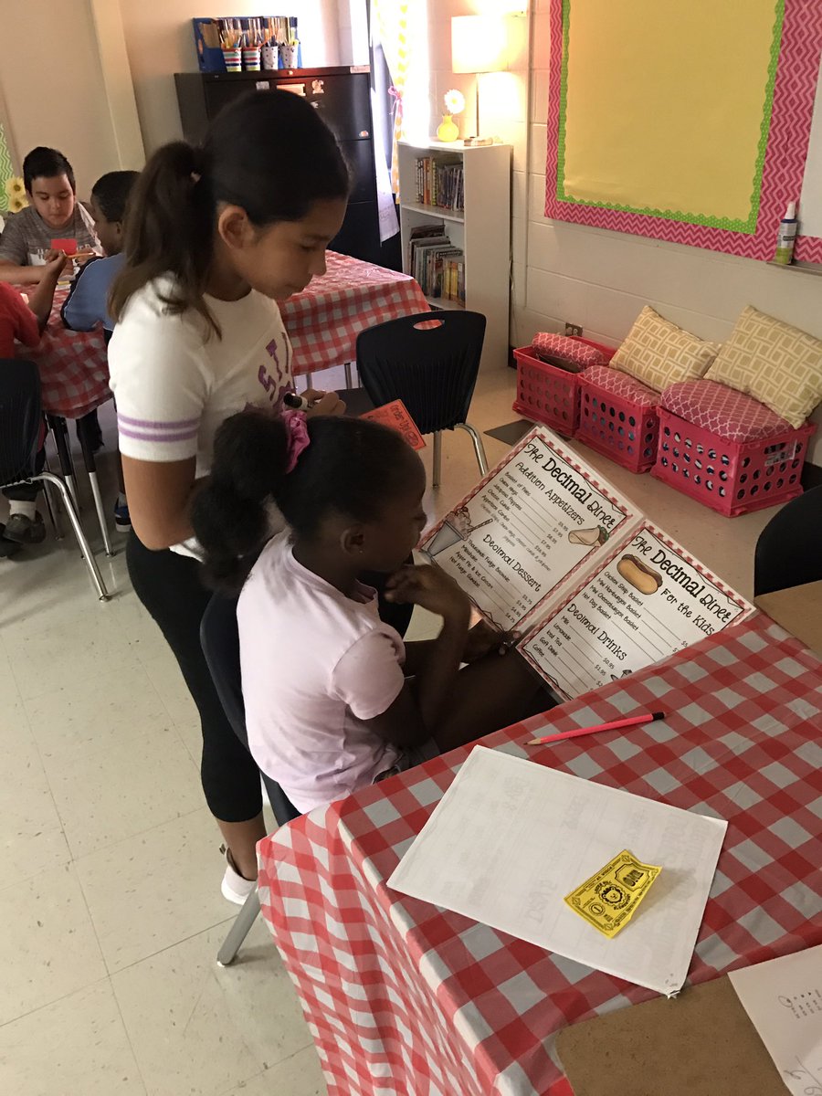 FourthFernandez's tweet photo. Decimal Diner! Students were adding, subtracting, comparing, and rounding decimals at the diner! #LockeHillAmerica #LHTwitterchallenge https://t.co/dAYcchWIkC