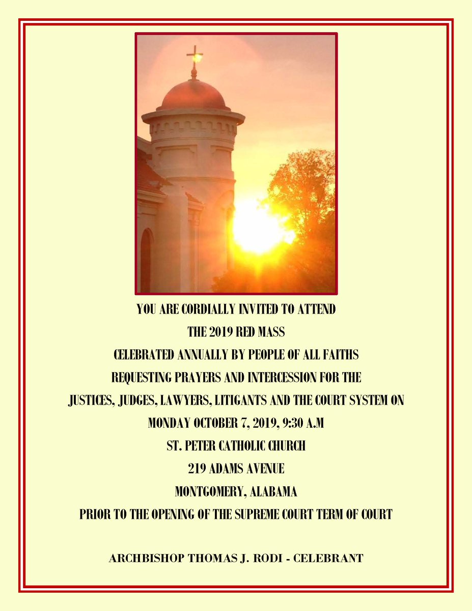 On Monday, the annual Red Mass will be observed prior to the opening of the Supreme Court term.