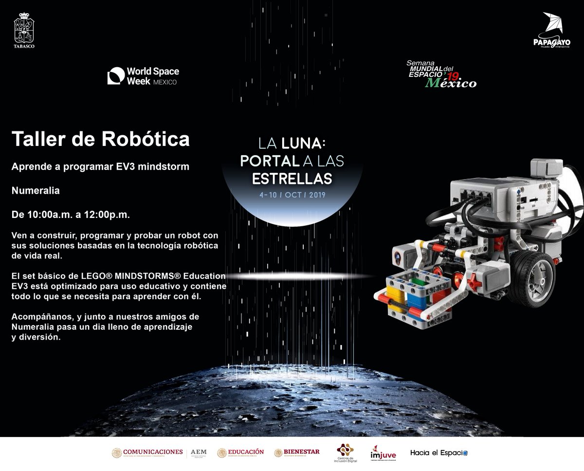 PapagayoTabasco's tweet photo. ¿Quieres aprender a diseñar, armar y programar un robot? nuestros amigos de #Numeralia traen a Papagayo un Taller de Robótica espectacular ¡te esperamos HOY domingo de 10am a 12pm!

@Turismo_Tabasco @Gobierno_Tab @AmavTabasco @AMHMT @Cultura_Tabasco @OCV_Tabasco @CanacoVhsa https://t.co/ErrfxMAOOY