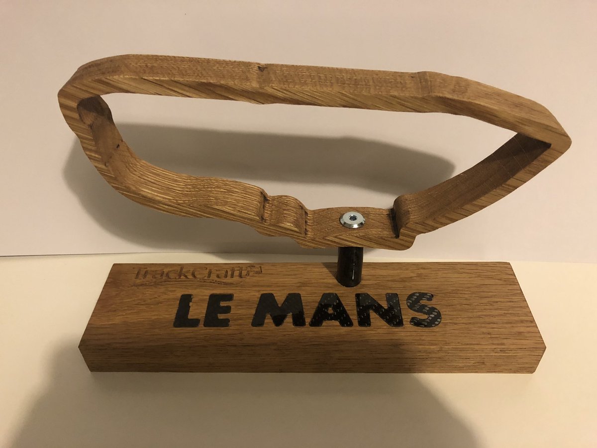 TrackcraftD's tweet image. Le Mans, cut from a solid bit of Oak with Carbon Fibre inlays