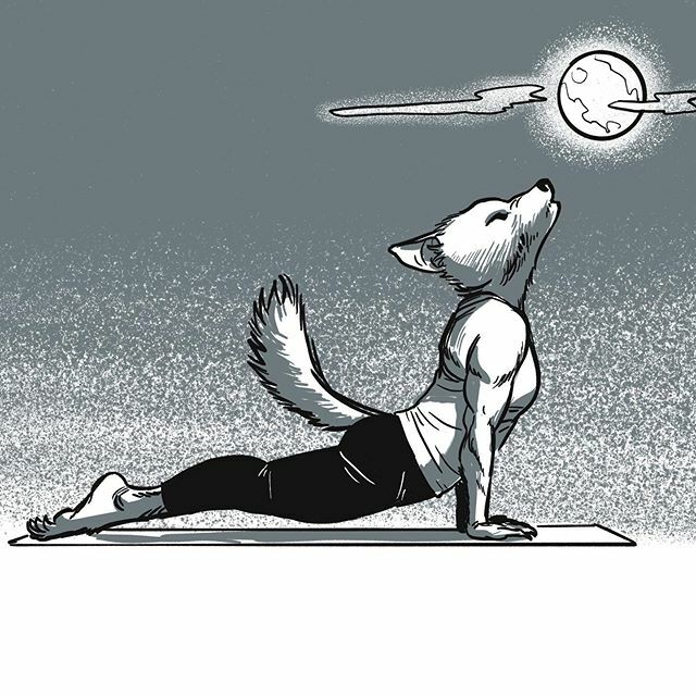#drawlloween day 4: Werewolf Yoga #illustration #artistsoninstagram #halloween #drawlloween2019 #werewolf #yoga #moon #howl #upwarddog ift.tt/3323JSC