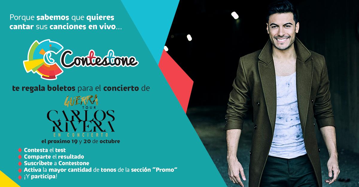 Telcel's tweet photo. ¿Eres un verdadero fan de Carlos Rivera? ¡Demuéstralo con este test! Comenta tu resultado y sigue los pasos para participar por boletos para ir a su próximo concierto con #Contestone. 🕺 https://t.co/Quxh3pvJ3Z https://t.co/oPPrfuskGr