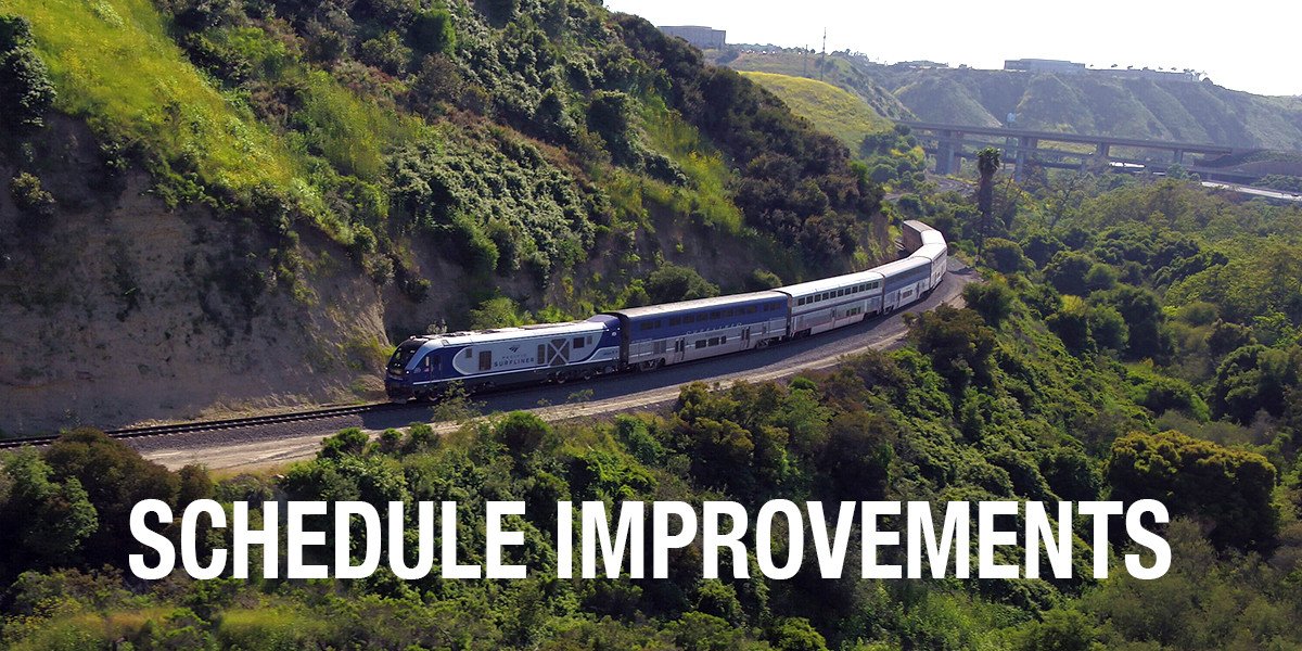 PacSurfliners's tweet photo. ALERT: New @PacSurfliners schedules will be effective Monday, October 14. Minor changes are being made to arrival and departure times, and we're adding an extra afternoon trip in each direction between Los Angeles and San Diego. Info: https://t.co/zJWmCFatWg #SurflinerAlert https://t.co/n2QtFK2uet