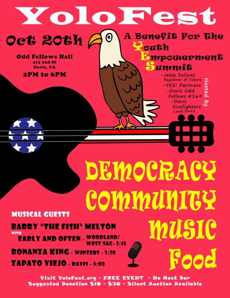 cityofwestsac's tweet photo. Celebrate democracy and community at YoloFest 2019! The event is open to all and free to attend. A donation of $10-$30 is suggested to help benefit the Youth Empowerment Summit (YES), a civic engagement conference for Yolo County’s youth.👍 Learn more: https://t.co/BpM48D2hjV https://t.co/sMbpRMOitM