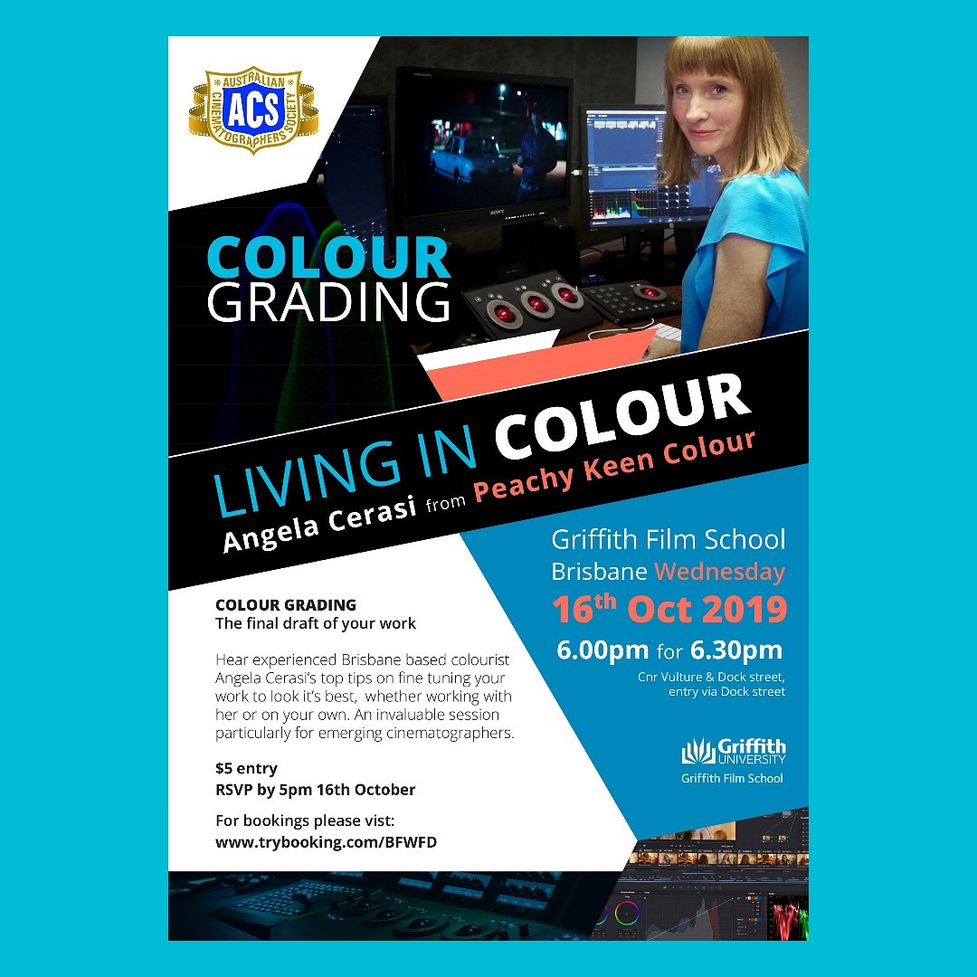 QldACS's tweet photo. #Repost @acsqld
•  •  •  •  •
COLOUR GRADING!!
Hear experienced Brisbane based colourist Angela Cerasi's top tips on fine tuning your work to look it's best, wether working with her or on your own. $5 entry RSVP by 5pm 16th October. Book now 
https://t.co/cpjlcL1TlP https://t.co/CbboFsuXkb