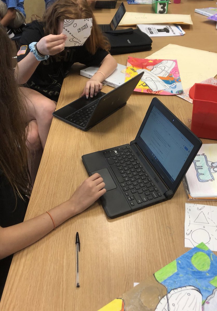 GorzyckiArt's tweet image. How we use technology to document process in Art class. Students are submitting their shoe drawing in BLEND with the pattern motif they designed with a written reflection. #highlevelthinking