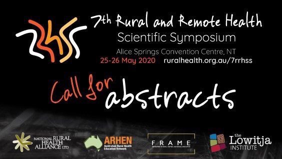 Deadline extended to Friday 11 October 2019

Seeking presenters from rural health research sector.

7th Rural and Remote Health Scientific Symposium, 'Shaping the future'.

Details here:  ruralhealth.org.au/7rrhss