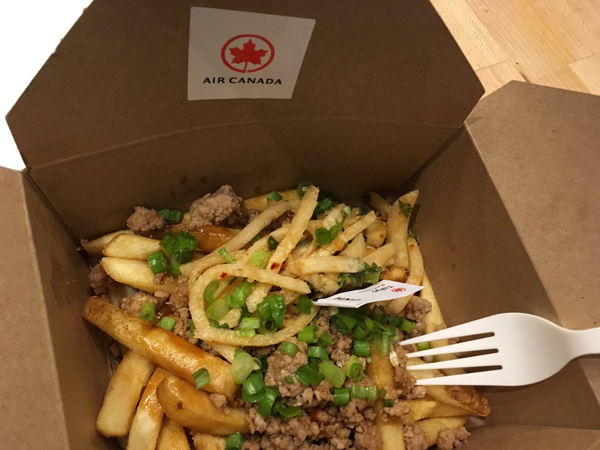 Back to #foodadventures and a quick break from #IoT &amp; #ERP with delicious poutine courtesy of #aircanadafliesthere