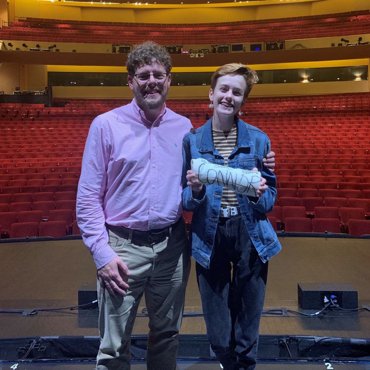 Last night in Louisville, Camille McCay became the millionth audience member to attend the #DEHtour. To celebrate, she and her dad David were invited backstage at the @kentuckycenter for a VIP visit with the cast. #DearEvanHansen