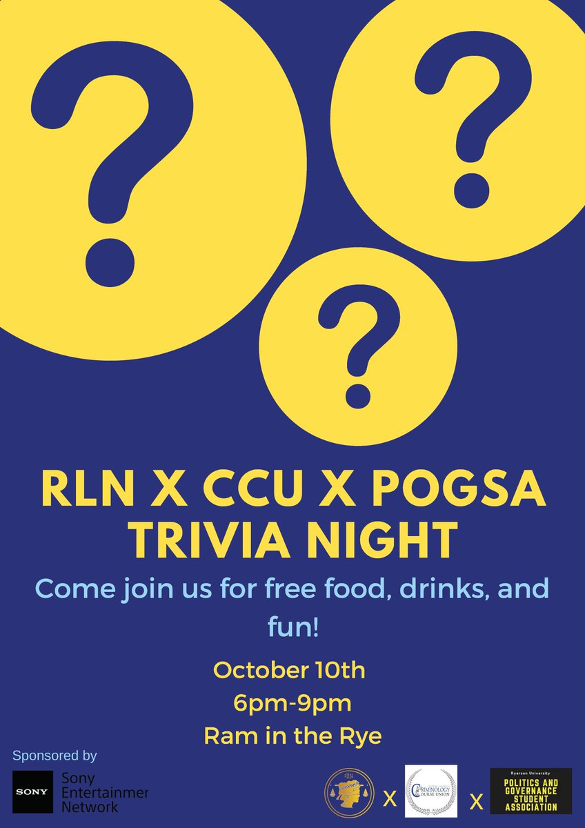 Stressed out with midterms? Come join us for Trivia Night on Thursday, Oct 10th at <a href="/RamInTheRye/">Ram In The Rye</a> from 6-9pm!! 
🎞️🎞️Also, the chance to win free tickets for <a href="/BlackBlueMovie/">Black and Blue</a>