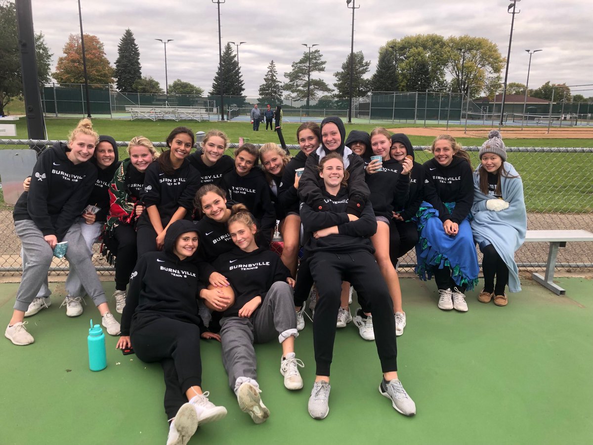 Burnsville10s's tweet photo. Varsity defeats Hopkins 5-2. Wins at 2D and all singles. Advance to 6AA semis for the first time in program history!! #Milestone #TENNIS https://t.co/cYJx0Bnbop