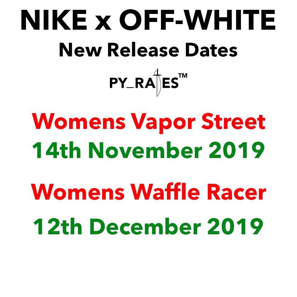uptod4te's tweet photo. 【Off-White × Nike】最新コラボスニーカー Waffle Racer SPが3色展開で12月12日に発売予定
※発売予定日が変更
 #オフホワイト #ナイキ #ワッフルレーサー #sneaker #スニーカー #オンライン 
詳しくは記事をチェック↓
https://t.co/ay06K7yUEs
TOP↓
https://t.co/CkDigw3Bid https://t.co/0vup8YQFmz
