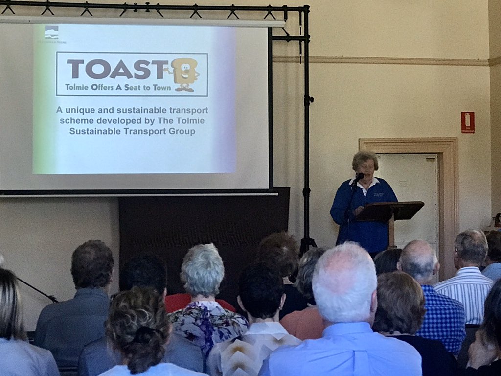 Tolmie, near #Mansfield has no general store, no fuel - it’s a place short on infrastucture but big on community. Thanks to Tolmie Sustainable Transport Group (TOAST) if you live there and don’t have a car you can still get around. Like @Uber, but #community. #indiconnects