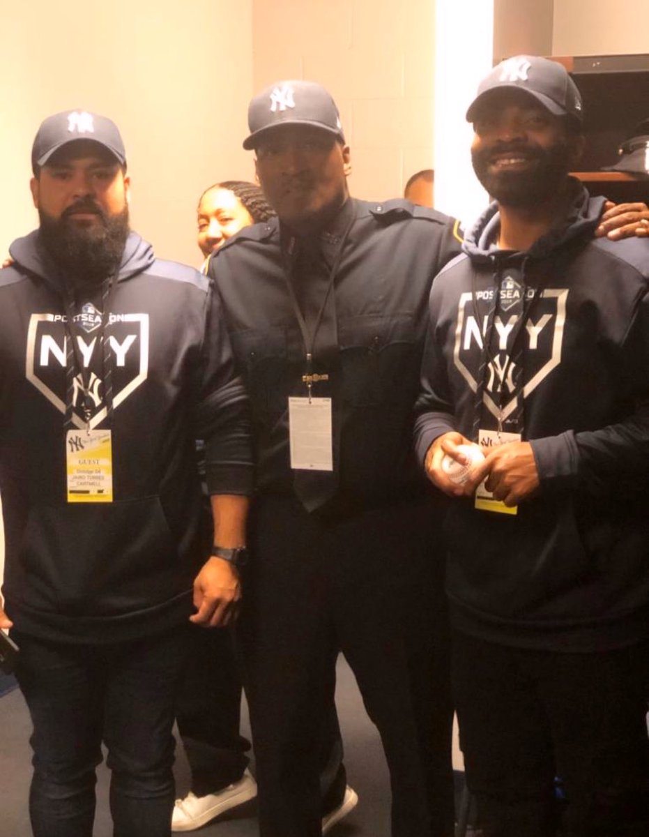 Our very own Sgt Lewis is super excited to sing the National Anthem during Game 1 of the #ALDS <a href="/Yankees/">New York Yankees</a> Stadium tonight. He also had the honor of meeting two local heros, Jairo Torres &amp; Antonyo Love, who recently helped save the life of a little girl. Great job! Go Yankees!!