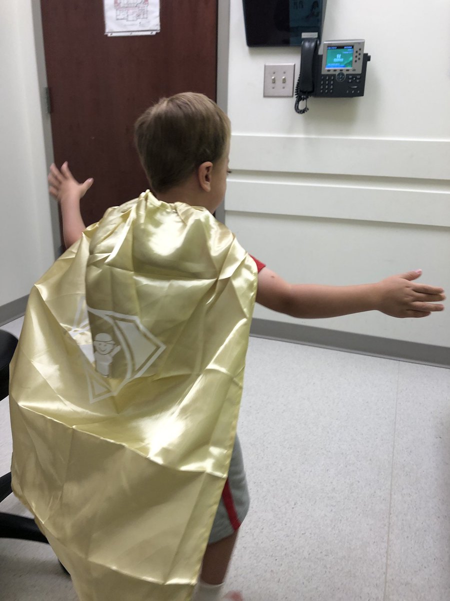 My little superhero flying through the office at his appointment on #CapeDayATL #crouzon <a href="/childrensatl/">Children's</a>