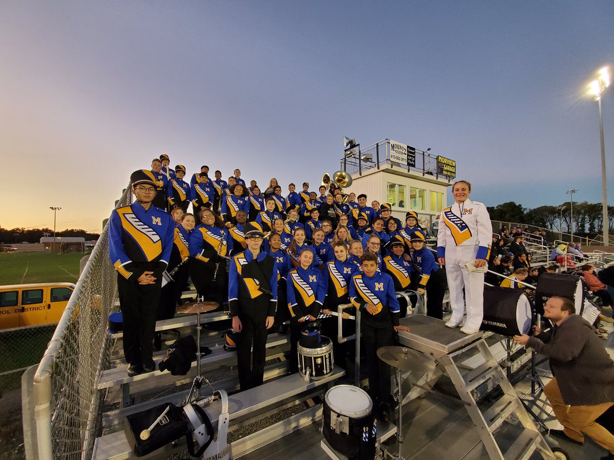 Nathan_Mohler's tweet photo. Band just marched a PHENOMENAL performance. So proud of this group. Ready to cheer on the team against Twin Valley!!! #GoMuhls #loudandproud #lovemyjob https://t.co/mkla3qzkRa