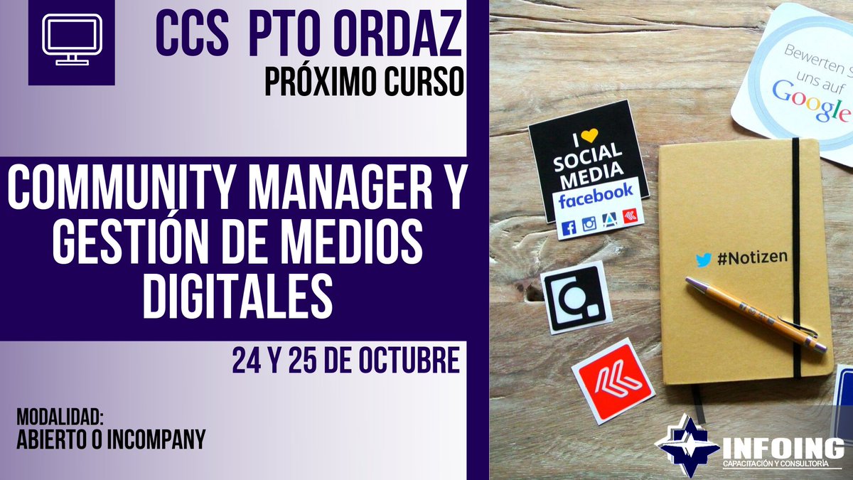 InfoingCursos's tweet photo. ¡Próximo CURSO! Solicita más información al correo: ventas_06@infoing.com.ve
#CommunityManager #Curso #Ccs #ptoordaz https://t.co/HIQxY1Zagg
