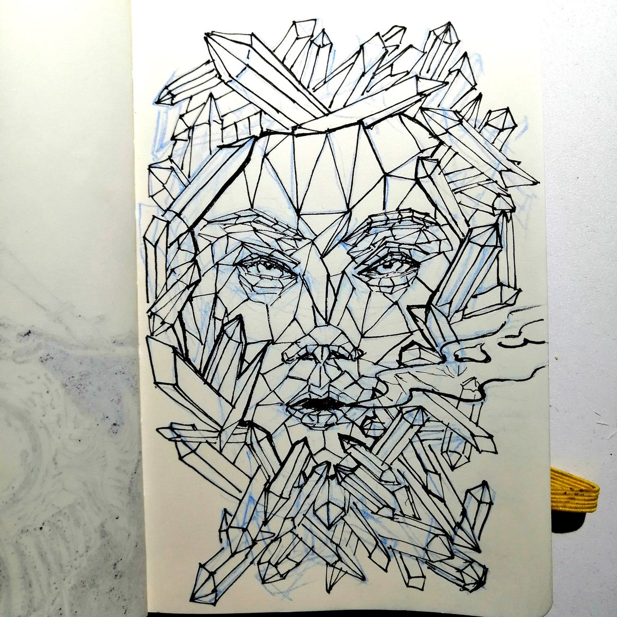 Bruno Zarate Day04 Inktober19 Freeze Ink Sketch Draw Tintober19 Congelado Hallsnegras Boceto Ice Crystals Face