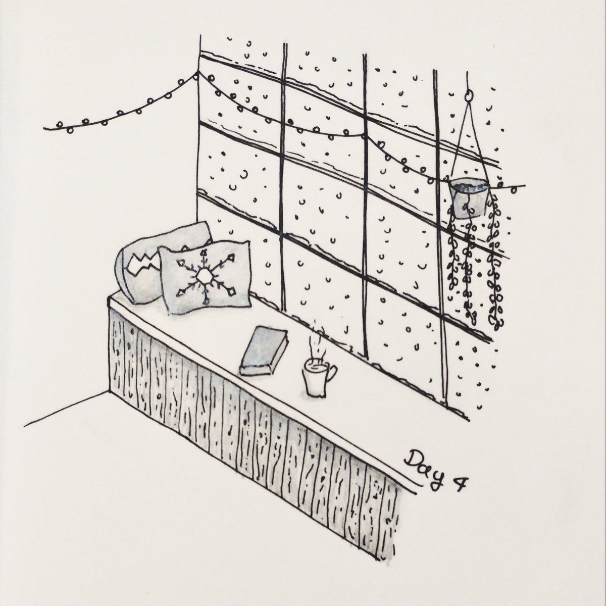 sumidrops's tweet photo. Day 4: snowing outside

#Inktober #Inktober2019 @inktober #freeze #cozy #book #tea #window #snow https://t.co/BLJSzL1JZj