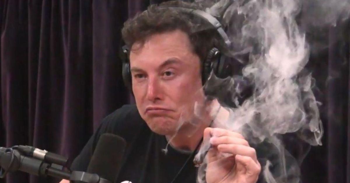 Elon Musk smoking pot poorly.
