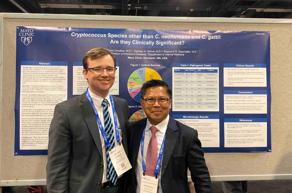 MayoClinicINFD's tweet image. Our IM senior resident @ZYetmar and ID fellow @ecanocevallos and faculty @RazonableMD presents their study on #Cryptococcus other than neoformans and gatti 

These species rarely cause invasive disease!!!

@RazonableMD 
@MayoMN_IMRES 
@ecanocevallos