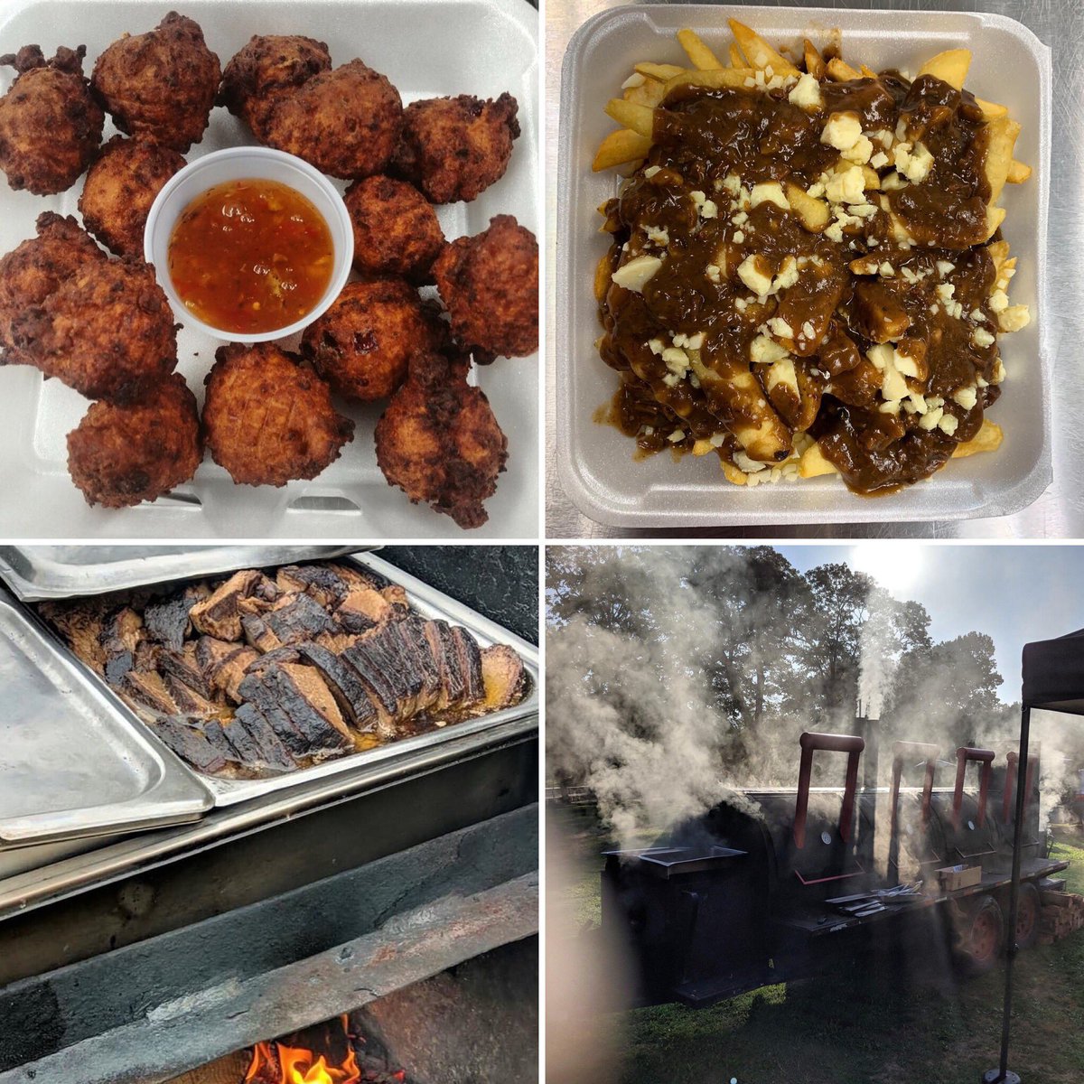 Yum!!! Brisket Poutine and Alligator tail fritters along with brisket, ribs and pulled pork tomorrow with @bonezbrothersbbq #bbq #bbqribs #alligatorfritters #brisketpoutine #attleboro #attleboroma