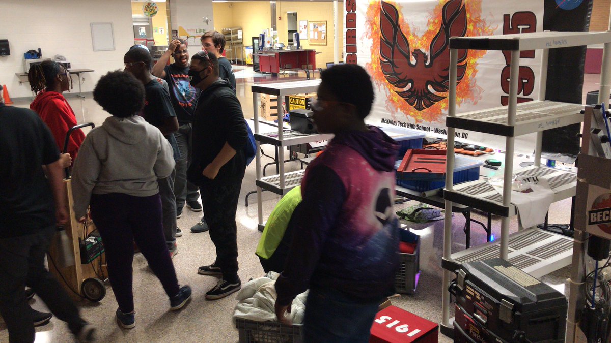 Firebirds have arrived. Members of the McKinley Firebird robotics team are setting up their pit in preparation for the Blue Ridge Brawl robotics competition. <a href="/MTHSTrainer/">McKinley Tech EC</a> <a href="/NAFCareerAcads/">NAF</a> #dcpsrising <a href="/FirstRobotics/">First Robotics LC</a>