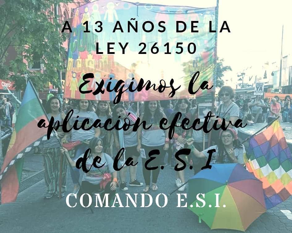 EsiComando's tweet photo. A 13 años de la sanción 26150 de Educación Sexual Integral, seguimos exigiendo su aplicacion real y efectiva en todos los niveles educativos!
#AlertaESI
#LaESILaDefendemosEntreTodes https://t.co/aPsvM7A865