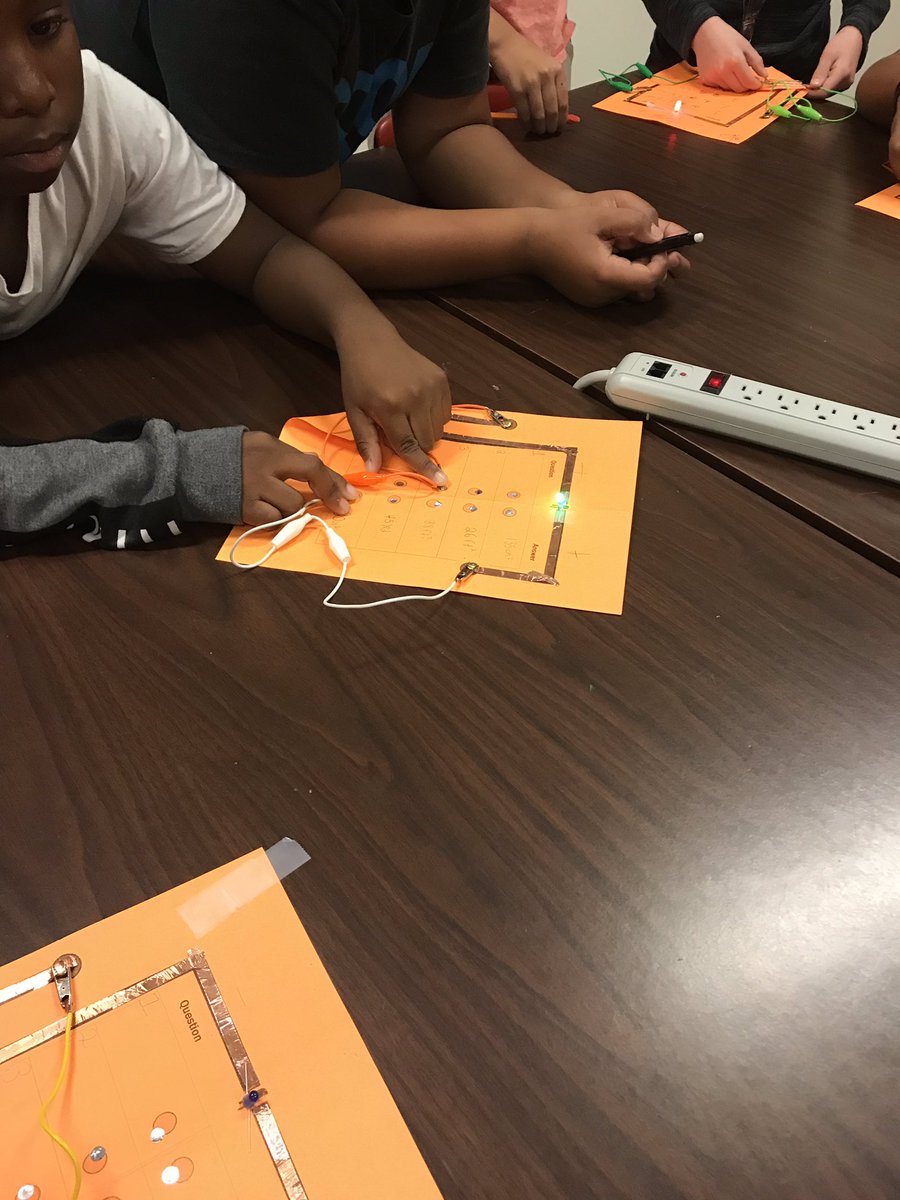 BrandiShort13's tweet photo. Sixth graders @BWSDHarrisonMS created paper circuit math review sheets that light up if their answer is correct! Thank you @instructables for the template! https://t.co/TFlHXwPYAg