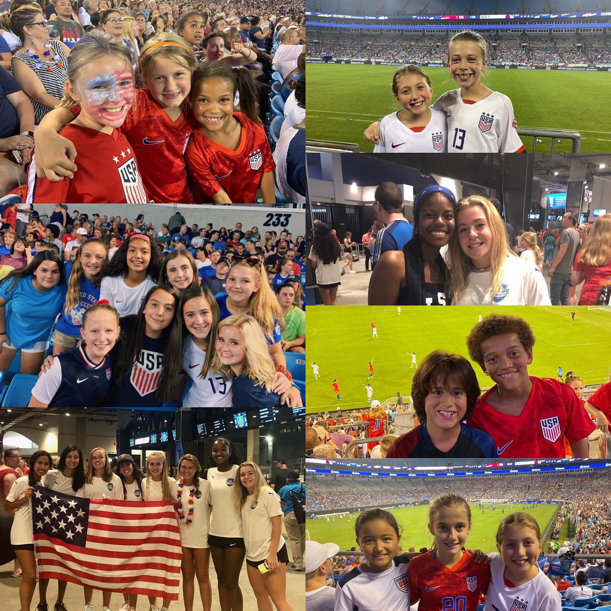 CSA_Soccer's tweet photo. It was great to see so many players from CSA supporting the @USWNT last night in the 👸🏻 city! We hope everyone had as much fun as we did! 🇺🇸 ⚽️ #csaproud #uswntinclt #uswnt #soccerinclt #bofastadium #charlottesocceracademy https://t.co/1vLDynVReY