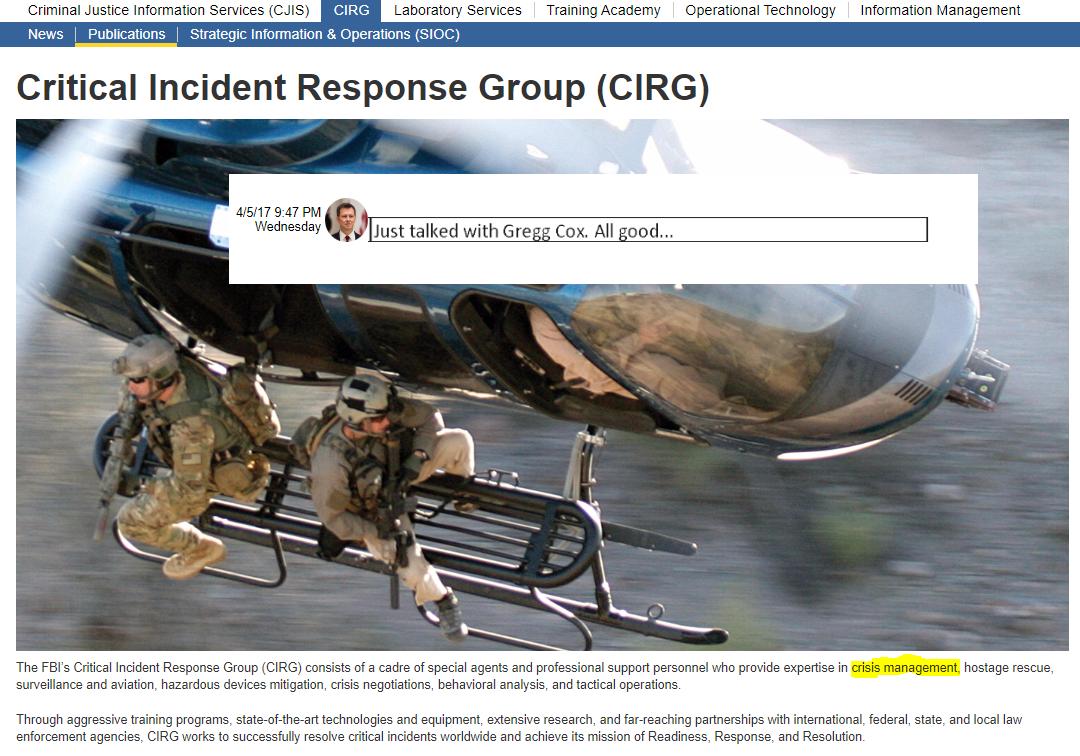 Within 48hrs Buryakov had been deported from the country. Agent Strzok was in communication with Gregg Cox of Critical Incident Response Group specializing in Crisis Management: “Its all good.”