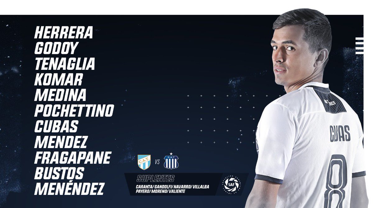 ElDiarioLaT's tweet photo. #JuegaTalleres| Con la vuelta de @adriancubas5 a la mitad de la cancha y de Juan Cruz Komar a la defensa, este es el equipo de #Medina para enfrentar a @ATOficial https://t.co/6j2kJF4UU9