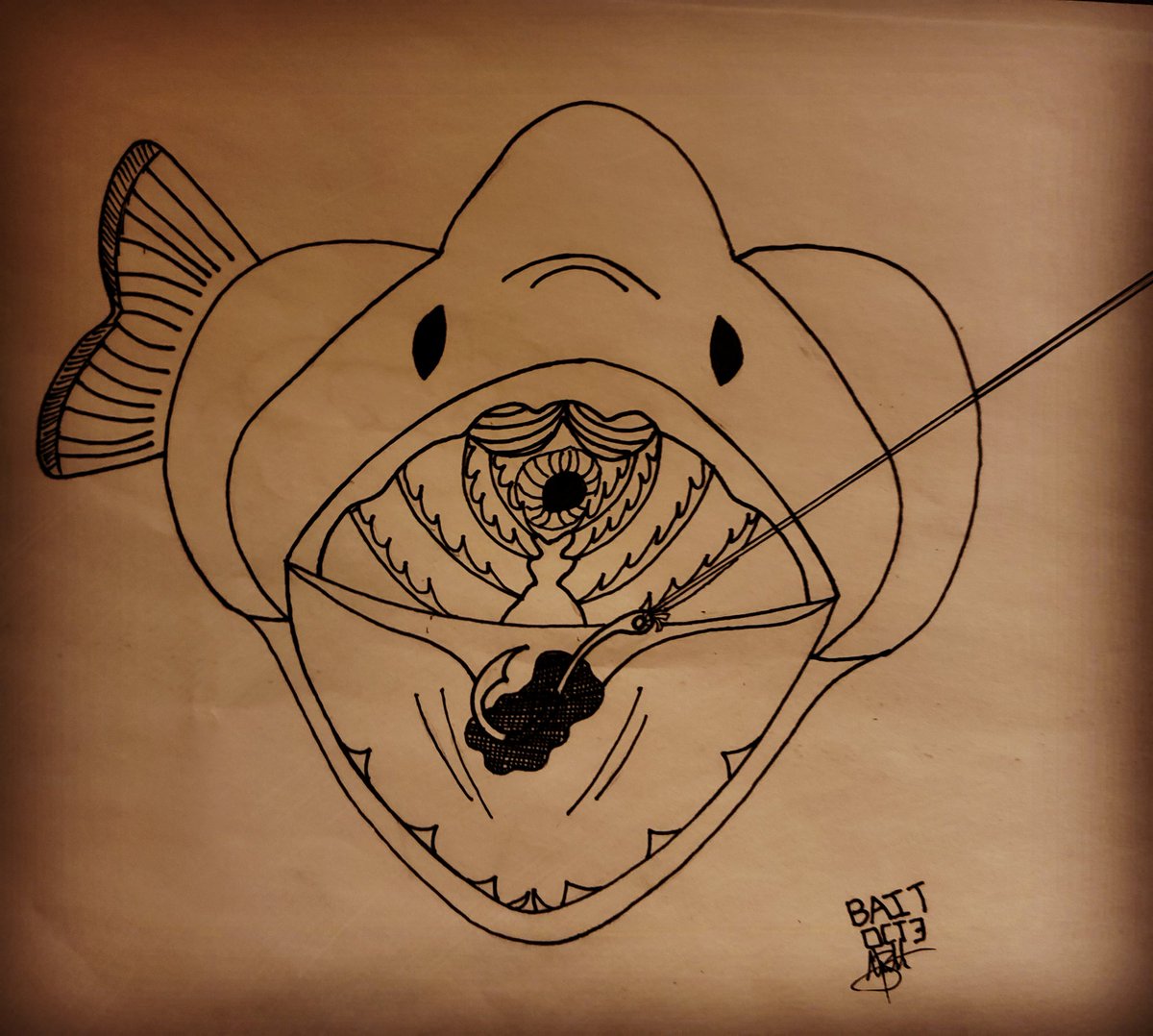 ElJefeNeo's tweet image. Is that a tug on the line? Wonder if it took the bait? #inktober #inktober2019 #fishing #bass